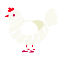 Darrell, a white chicken with a bar pattern