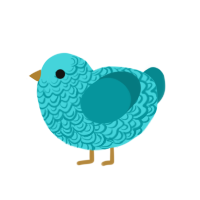 A aqua and teal chicken with a double-lace pattern