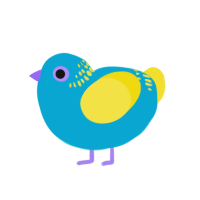 A cerulean and yellow chicken with a neck-band pattern
