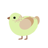 A apple and beige chicken with a neck-speckle pattern