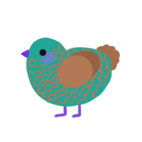 A turquoise and brown chicken with a lace pattern