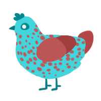 GetInto Hypnosis Mic, a aqua and red chicken with a speckle pattern