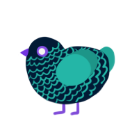 A tumblr and turquoise chicken with a lace pattern