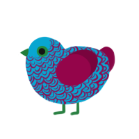 (unnamed), a cerulean and maroon chicken with a double-lace pattern