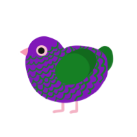A violet and leaf chicken with a lace pattern