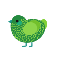 A viridian and grass chicken with a lace pattern