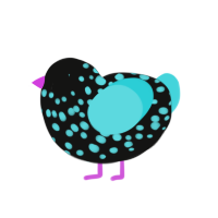 (unnamed), a black and aqua chicken with a speckle pattern