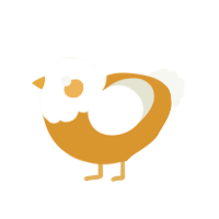 A orange and white chicken with a head pattern