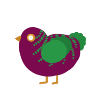 A wine and viridian chicken with a half-bar pattern