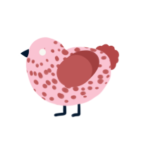A rose and red chicken with a speckle pattern