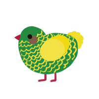 A viridian and yellow chicken with a lace pattern