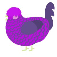 Dazzler, a amethyst and overcast chicken with a lace pattern