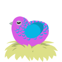 A orchid and cerulean chicken with a half-lace pattern
