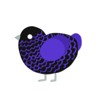A black and indigo chicken with a lace pattern