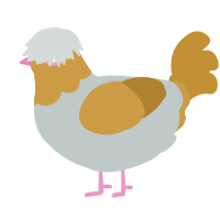 (unnamed), a silver and gold chicken with a head pattern