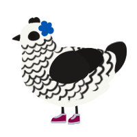 Bleach, a white and sable chicken with a lace pattern