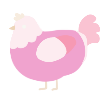 Cotton Candy, a pink and rose chicken with a head pattern