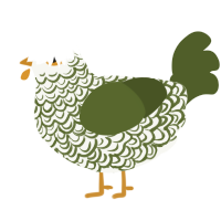 olive garden, a white and olive chicken with a double-lace pattern