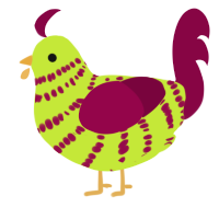 The gunch, a lime and maroon chicken with a bar pattern