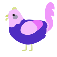 purple, a indigo and lavender chicken with a head pattern