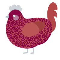 (unnamed), a maroon and red chicken with a double-lace pattern