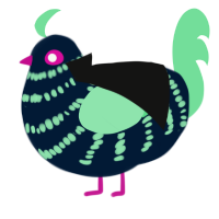 Pikpik, a tumblr and spring chicken with a bar pattern