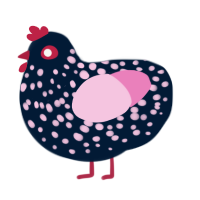 The Return of Disco, a tumblr and pink chicken with a speckle pattern