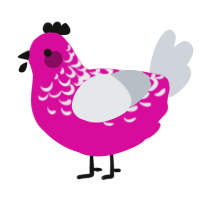 omg, a fuchsia and mist chicken with a half-lace pattern