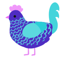 (unnamed), a indigo and aqua chicken with a lace pattern