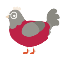 Lloyd, a crimson and silver chicken with a head pattern