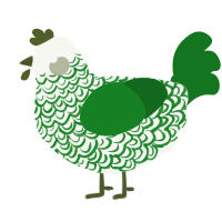 Earthly, a white and leaf chicken with a double-lace pattern