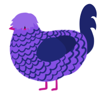 Coal Brick, a blurple and navy chicken with a lace pattern