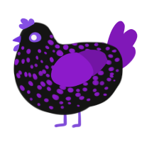 Violet Wine, a black and violet chicken with a speckle pattern