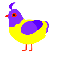 Nerd, a yellow and blurple chicken with a head pattern