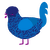 Azualea, a navy and sapphire chicken with a double-lace pattern