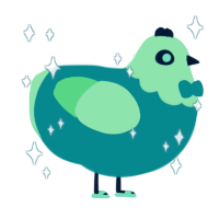 Ectoplasm, a teal and spring chicken with a head pattern