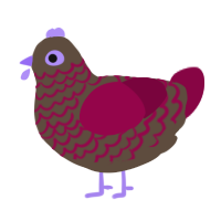 atrocious turd, a bark and maroon chicken with a lace pattern