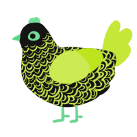 Highly Radioactive, a black and lime chicken with a double-lace pattern