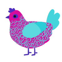 Poprockz, a fuchsia and aqua chicken with a double-lace pattern