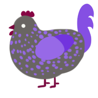 (unnamed), a grey and blurple chicken with a speckle pattern