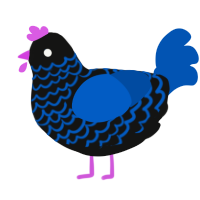 (unnamed), a black and ultramarine chicken with a lace pattern