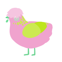 (unnamed), a pink and lime chicken with a neck-speckle pattern