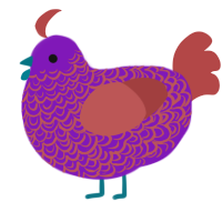 Bouquet, a violet and red chicken with a double-lace pattern