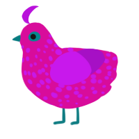 Y2K Scene kid, a fuchsia and amethyst chicken with a speckle pattern