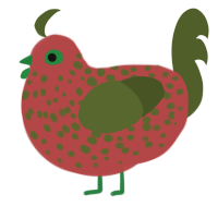 (unnamed), a red and olive chicken with a speckle pattern