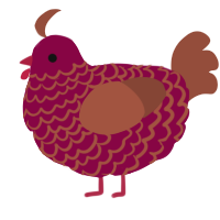 Mangrove, a maroon and russet chicken with a lace pattern