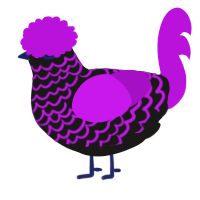 Two-Step, a sable and amethyst chicken with a lace pattern