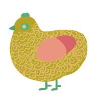 A yellow and rose chicken with a double-lace pattern