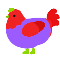 Street Bary, a lilac and red chicken with a head pattern