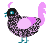 Fabienné, a sable and lavender chicken with a double-lace pattern